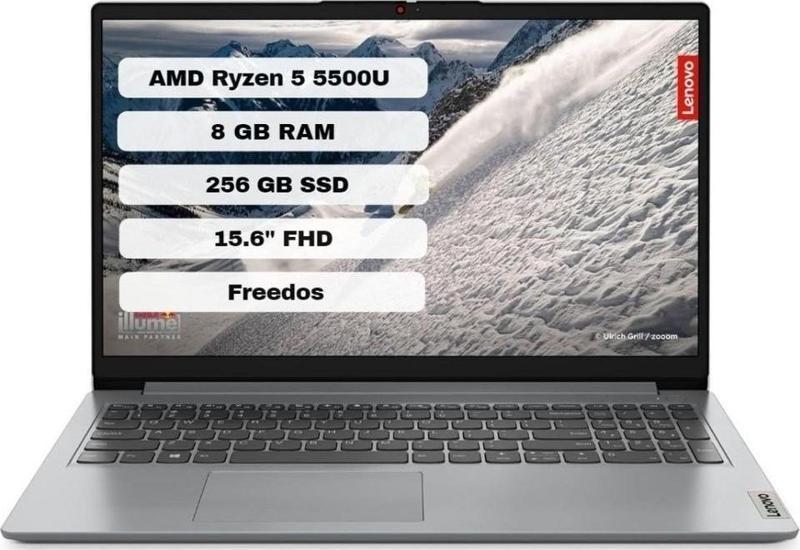 Ideapad 1 15ALC7 82R40070TX Amd Ryzen 5 5500U 8gb 256GB SSD Freedos 15.6" Fhd Taşınabilir Bilgisayar