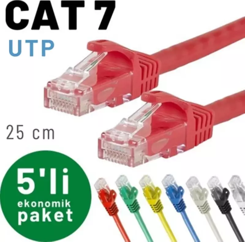 5 adet 25 cm CAT7 Kablo Ethernet Network İnternet LAN Kablosu