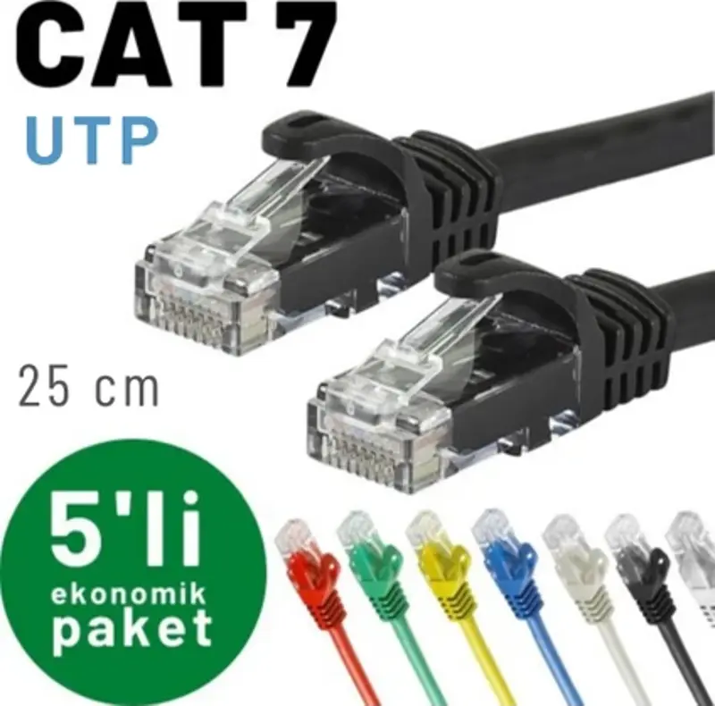 5 adet 25 cm CAT7 Kablo Ethernet Network İnternet LAN Kablosu