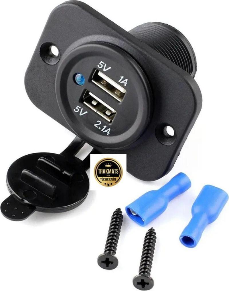 Tarkmats Suzuki Baleno 1997 - 2024 Üniversal Oto Marine Çakmak Soketi Çift Usb Girişi Yat, Karavan,Oto