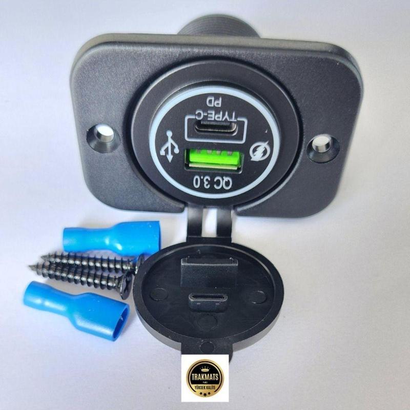 Tarkmats Renault Zoe 2019 Otomobil Ve Marine Uygun 9-30V Type-C Pd Ve Usb Soket
