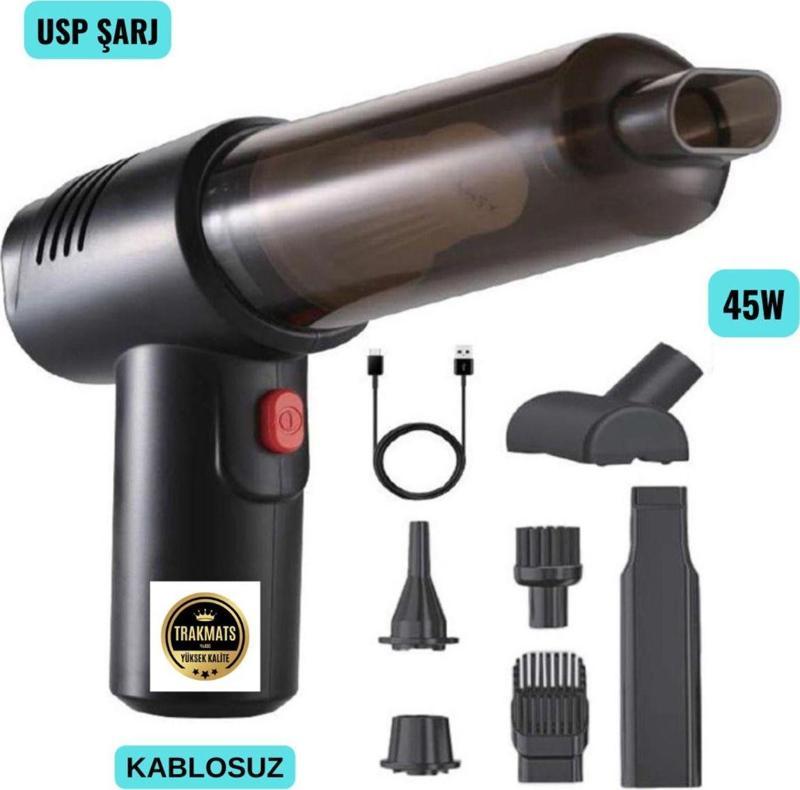 Tarkmats Massey-Ferguson 4270 Usb Kablosuz Emiş Ve Üflemeli Şarjlı Oto El Süpürgesi Siyah