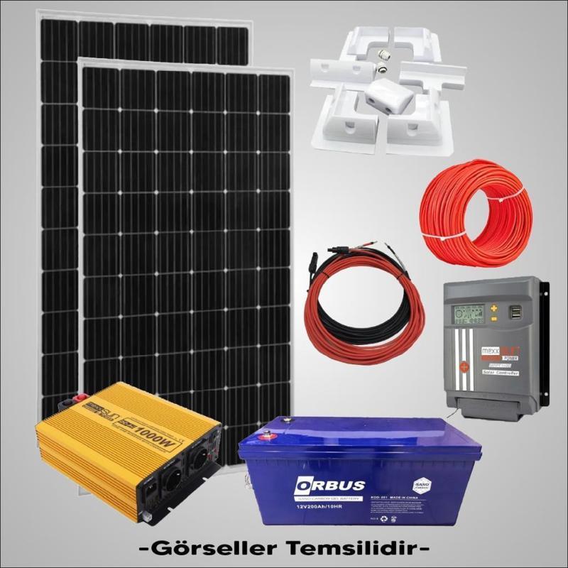 Karavan Solar Paketi 1000 Watt Şarjlı İnverter 205w Güneş Paneli Mpptli