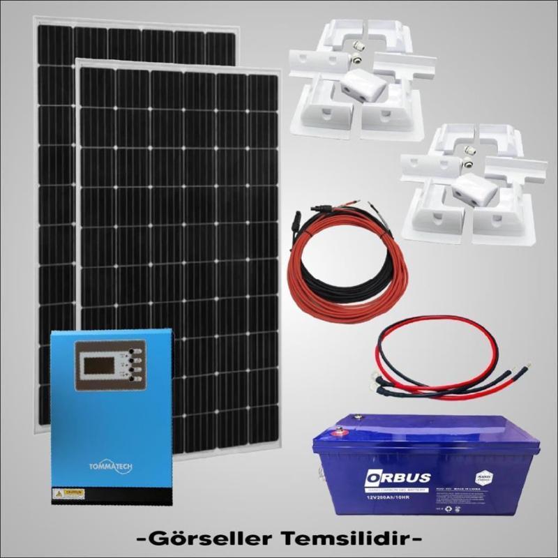 Güneş Enerjisi Karavan Solar Paketi 1kva Mppt İnverter 205w Güneş Paneli