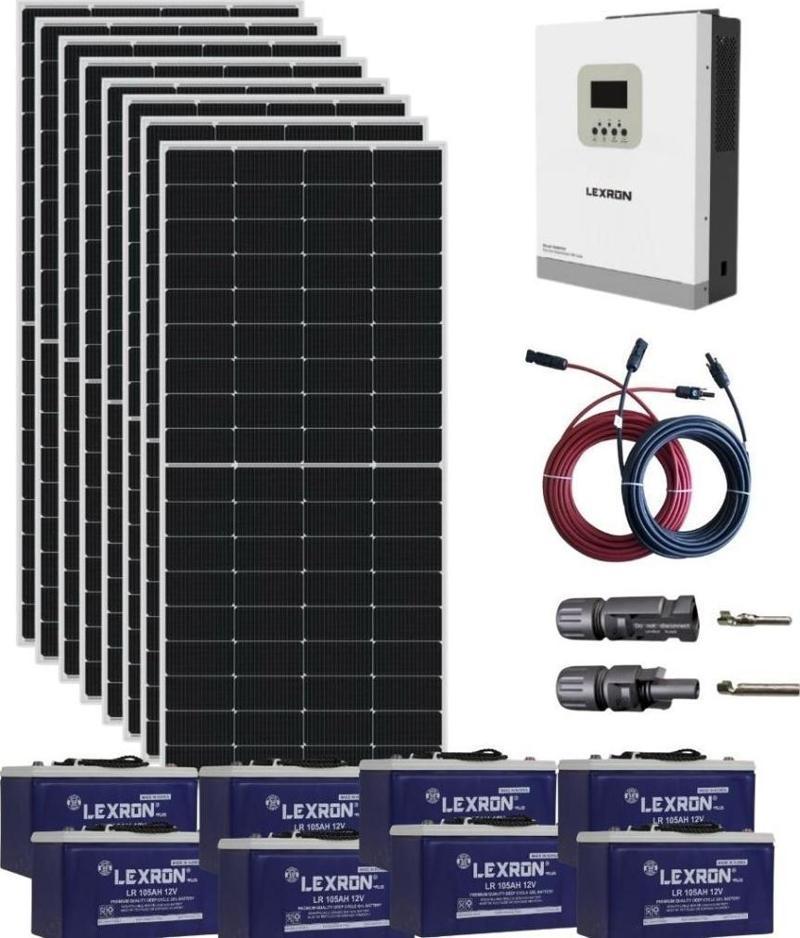 Teknovayon Arge Güneş Enerjisi Bağ Evi Solar Paketi 5KVA Akıllı İnverter 410W Güneş Paneli 100Ah Jel Akü