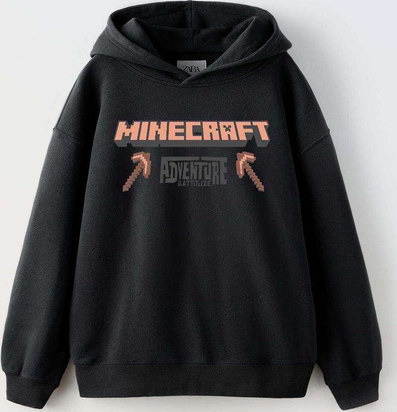 ERKEK ÇOCUK MINECRAFT MODELLİ KOL MANŞETLİ PAMUK KAPŞONLU SWEAT