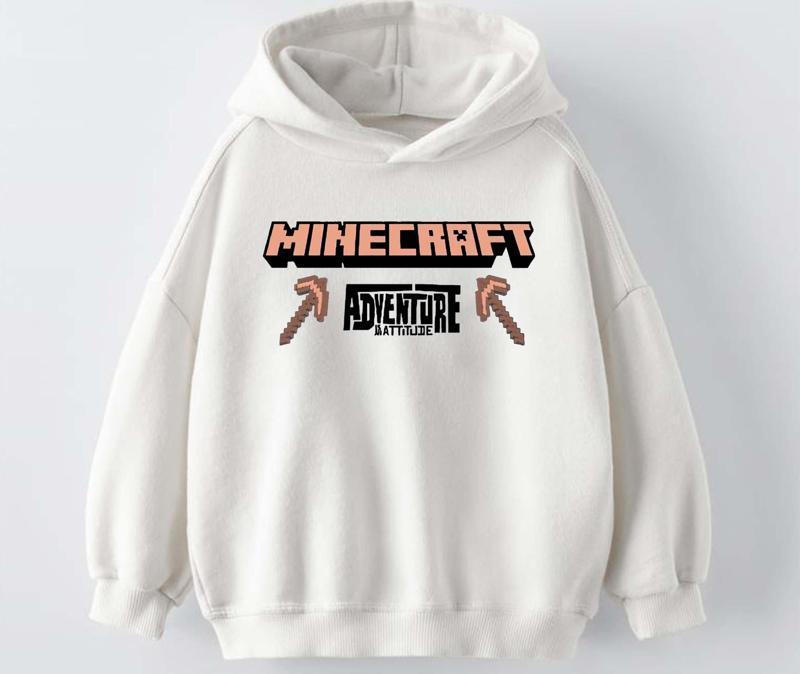 ERKEK ÇOCUK MINECRAFT MODELLİ KOL MANŞETLİ PAMUK KAPŞONLU SWEAT