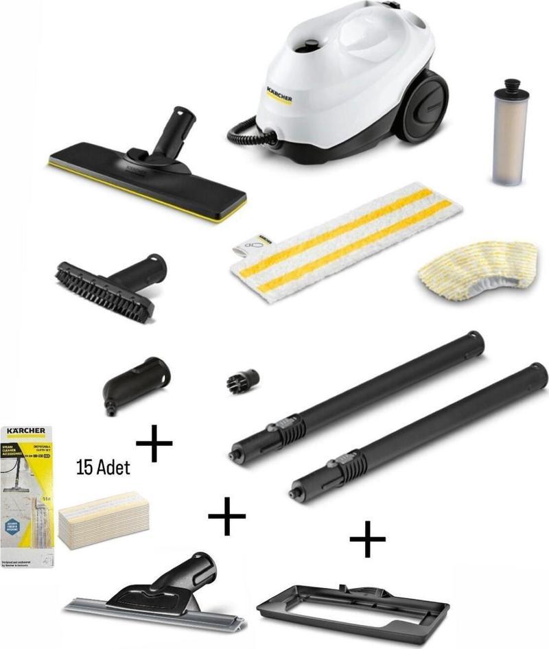 Sc 3 Easyfix Buharlı Temizlik Makinesi + Cam Temizleme Aparatı + 15 Mikrofiber  Bez + Halı Başlığı