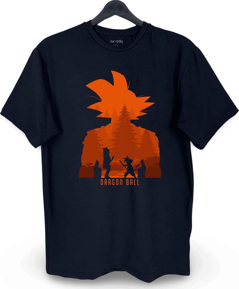 Goku Evrimi Dragon Ball Baskılı Loose Fit Bisiklet Yaka Tişört Anime Manga
