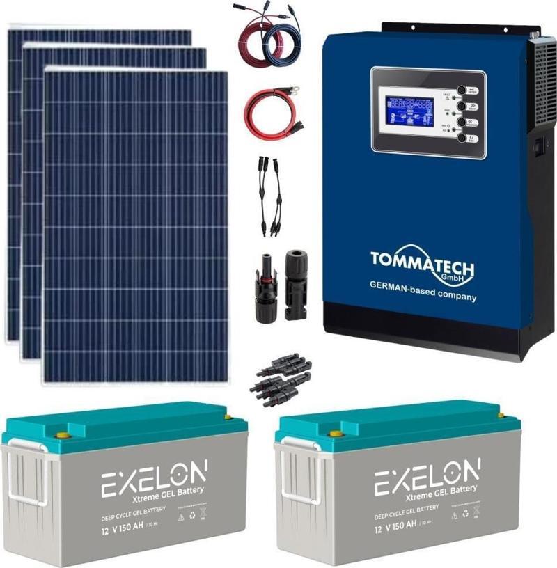 Güneş Enerjisi Bağ Evi Solar Paketi 3KVA İnverter 280W Güneş Paneli 150AH Jel Akü