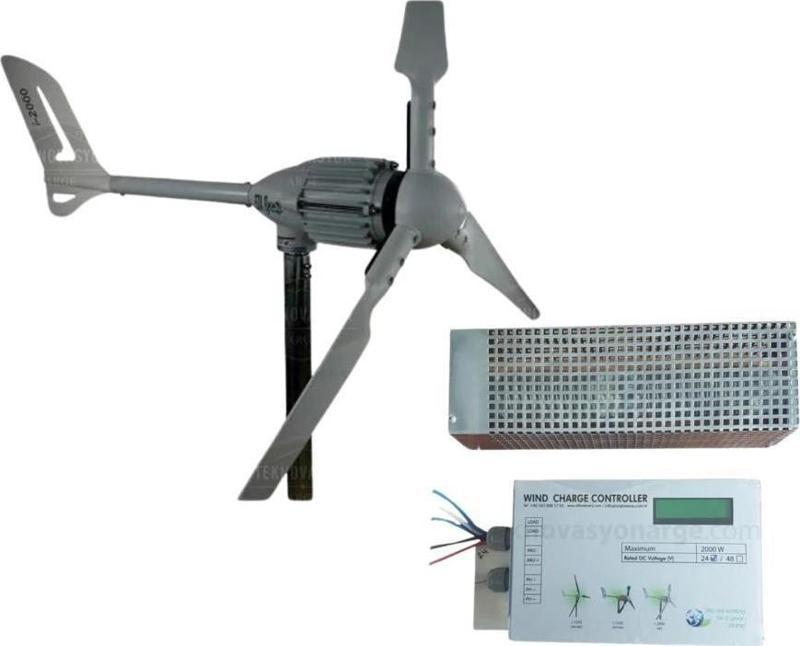 İ-2000W 48V Rüzgar Türbini + Yerli Şarj Kontrol Cihazı