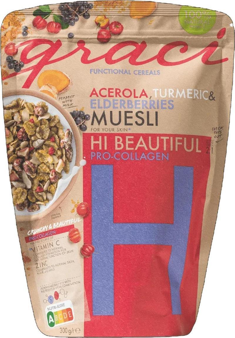 Graci Kahvaltılık Gevrek Müesli Barbados Kirazı Mürver ve Zerdeçallı Hi Beautiful H 300 g e