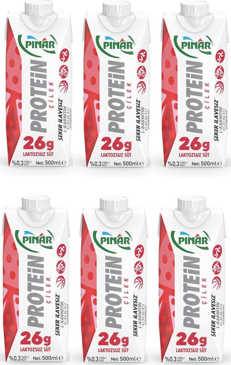 Protein Çilekli Laktozsuz Süt 500 Ml X 6 Adet