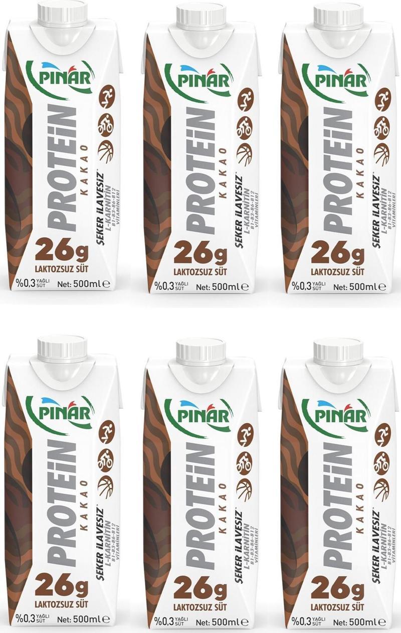 Protein Kakaolu Laktozsuz Süt 500 Ml X 6 Adet