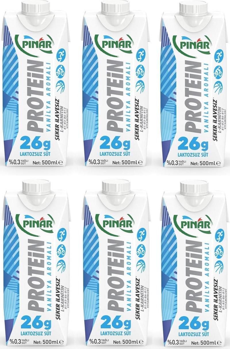 Protein Vanilya Aromalı Laktozsuz Süt 500 Ml X 6 Adet