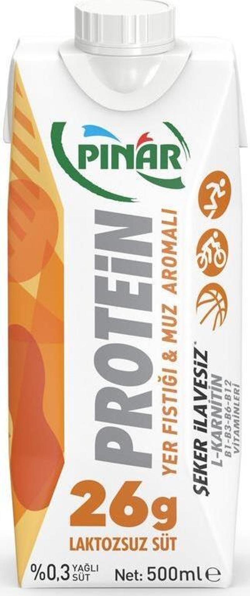 Protein Yer Fıstıklı Ve Muz Aromalı Laktozsuz Süt 500 Ml