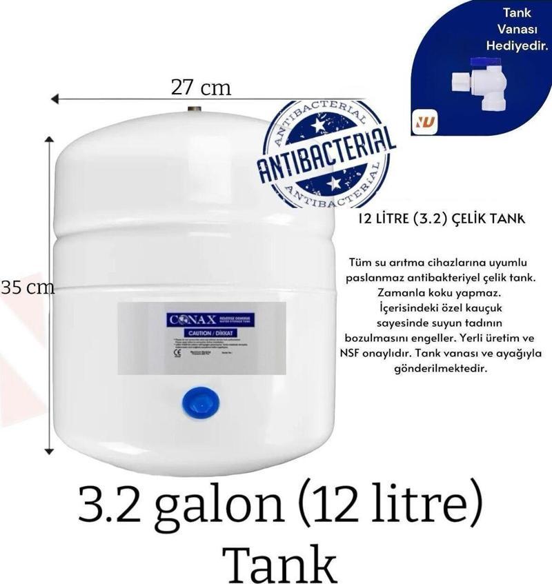 Su Arıtma Tankı 12Lt Tüm Cihazlara Uyumlu, Nsf Onaylı, Paslanmaz Çelik Tank, Antibakteriyel