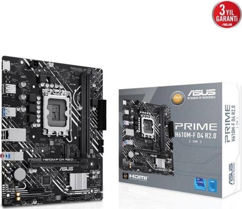 Prıme H610M-F D4 R2.0-Csm Ddr4 Hdmı Pcıe 4.0 1700P Matx Kurumsal Anakart