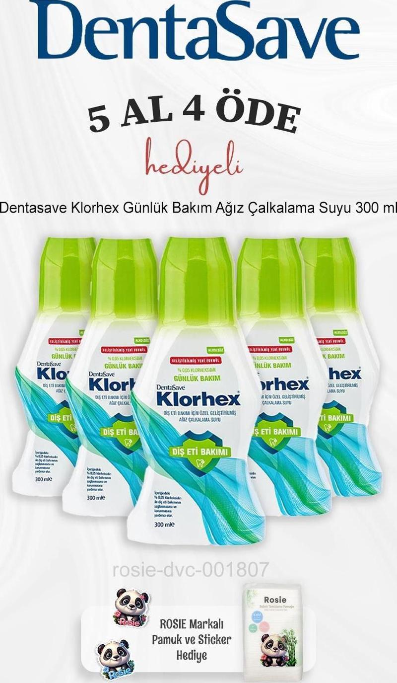 Klorhex Günlük Bakım Ağız Çalkalama Suyu 300 ml 5 Al 4 Öde ve Rosie Pamuk