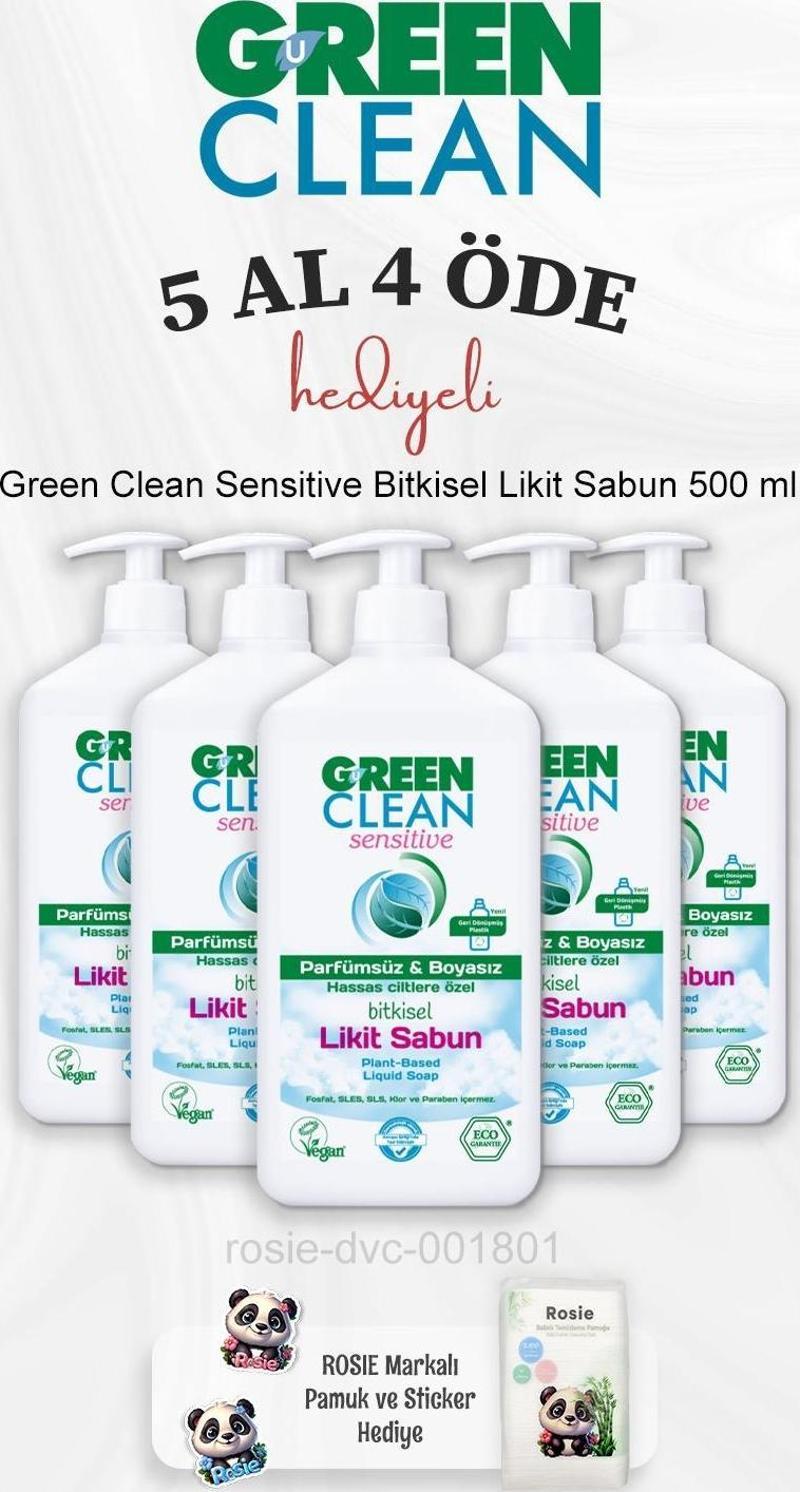  Green Clean Sensitive Bitkisel Likit Sabun 500 ml 5 Al 4 Öde ve Rosie Pamuk