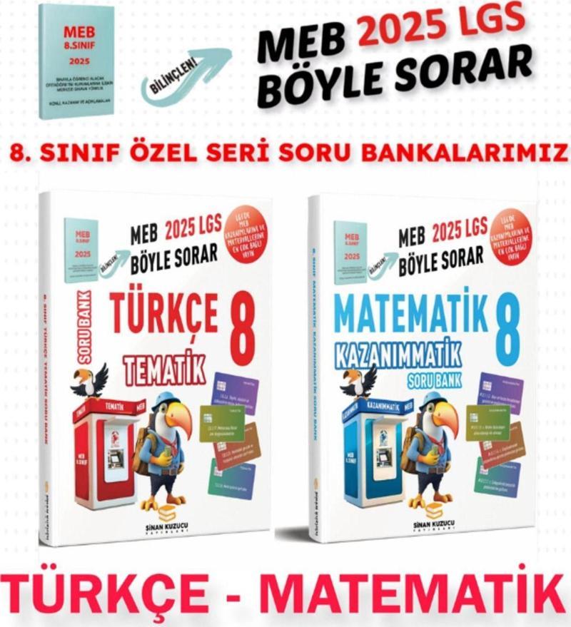 Sinan Kuzucu Yayınları 8. Sınıf Lgs Türkçe Tematik - Matematik Kazanım Matik 2'Li Soru Bankası Seti