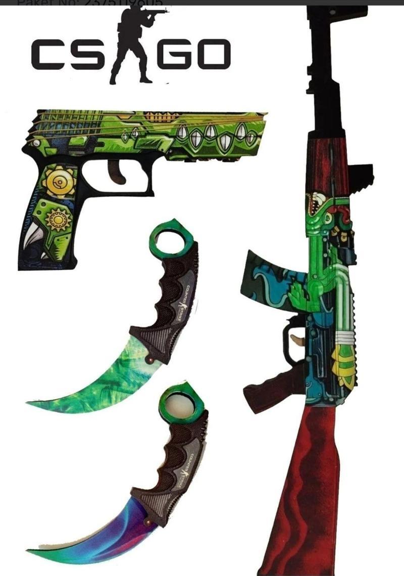 Ahşap Cs - Go Ak47 Ateş Yılanı Skin Kaplama Oyuncak Set