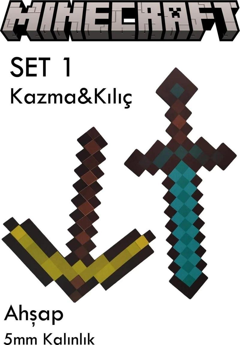 Ahşap Minecraft Kılıç Ve Kazma