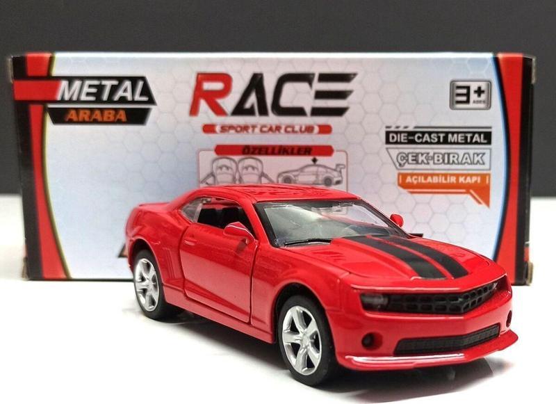 1:36 Chevrolet Camaro Kırmızı Çek Bırak Metal Model