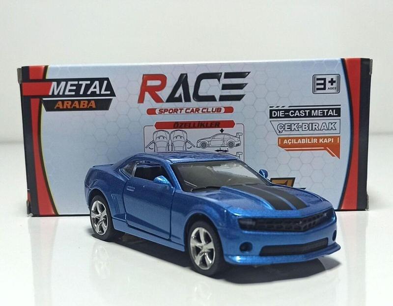 1:36 Chevrolet Camaro Mavi (Çek-Bırak Metal Model)