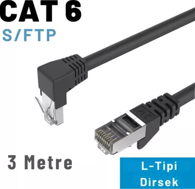 3 mt CAT6 S/FTP Dirsek Kablo