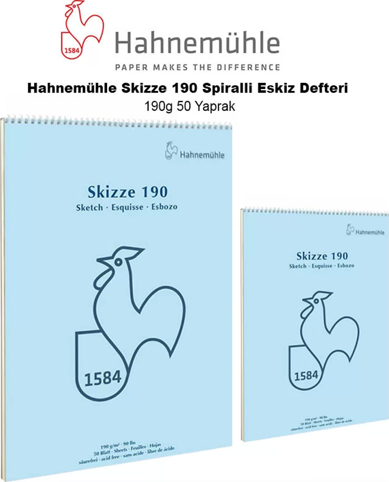 Skizze 190 Spiralli Eskiz Defteri 190g 50 Yaprak