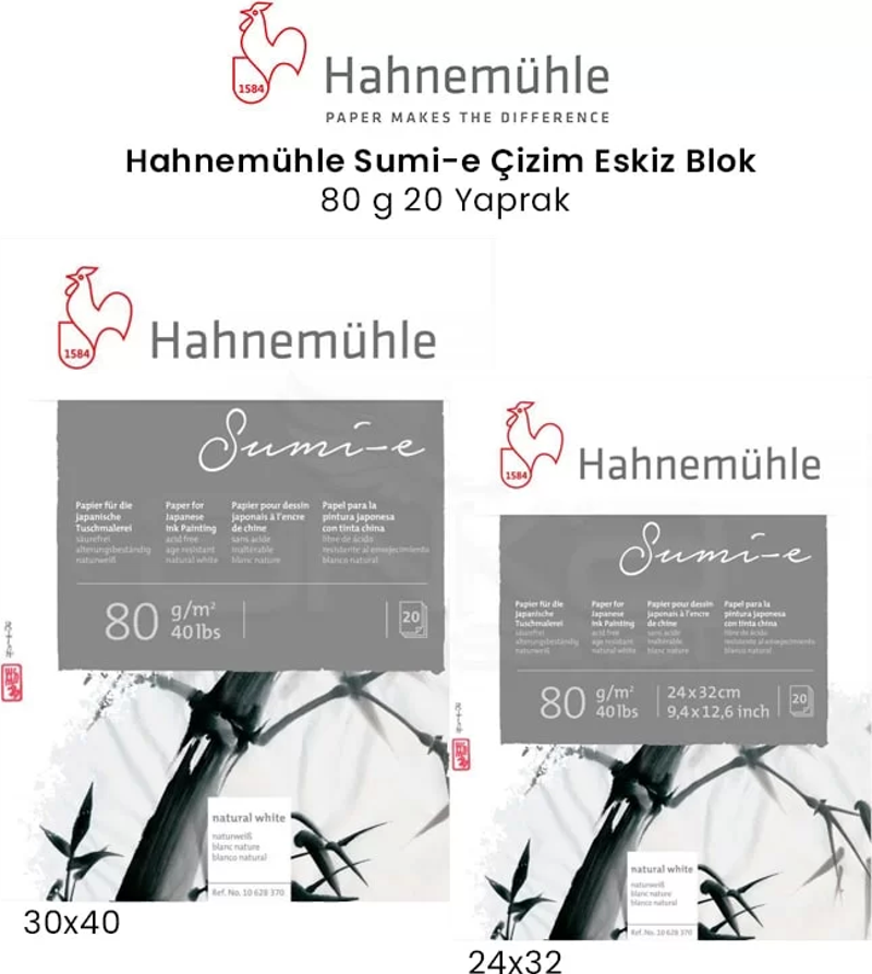 Sumi-e Çizim Eskiz Blok 80g 20 Yaprak