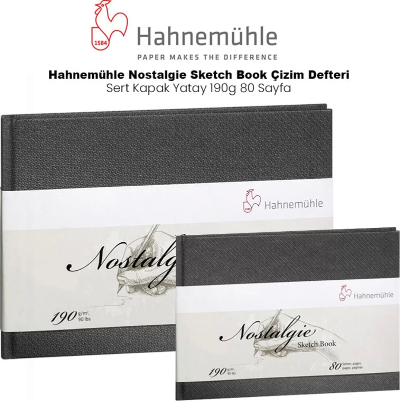 Nostalgie Sketch Book Çizim Defteri Sert Kapak Yatay 190g 80 Yaprak