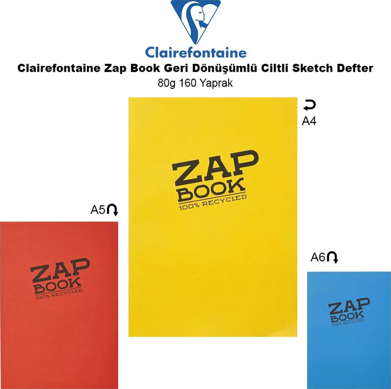 Zap Book Geri Dönüşümlü Ciltli Sketch Defter 80g 160 Yaprak