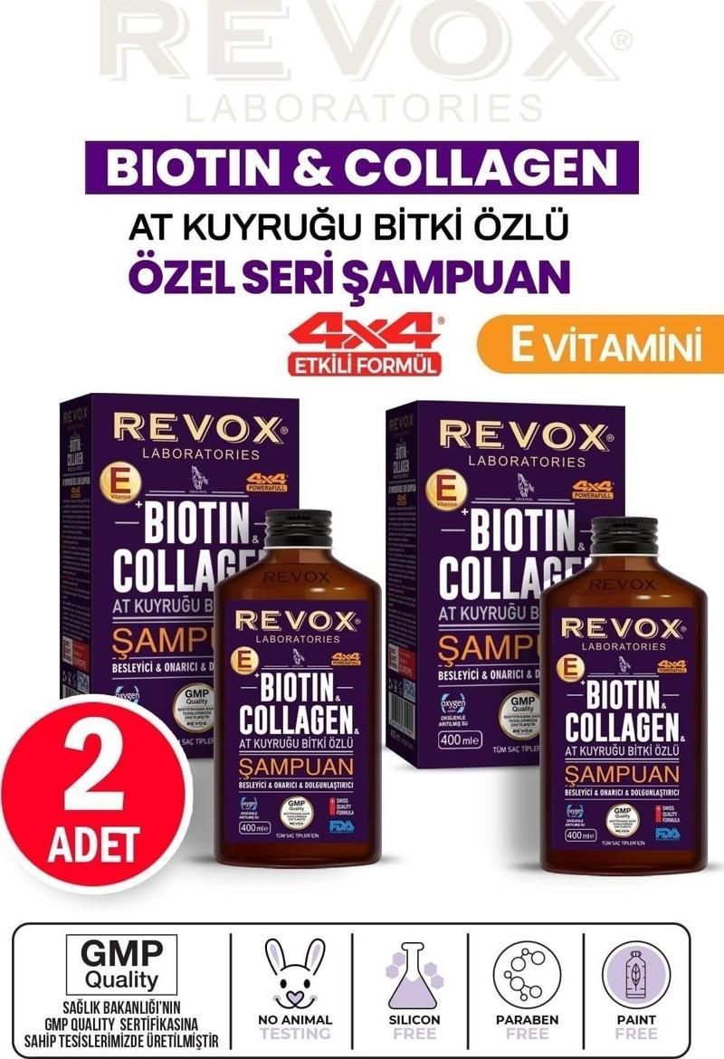 Biotin Collagen At Kuyruğu Bitki Özlü Dökülme Karşıtı, Hızlı Uzama Dolgunlaştırıcı Şampuan 2 Adet