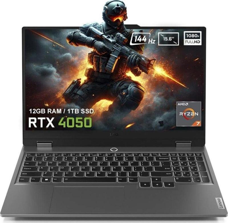 Loq 15Arp9 83Jc00Crtr Ryzen 7 12Gb Ddr5 1Tb Ssd Rtx4050 6Gb 144Hz Fhd Freedos Gaming Laptop