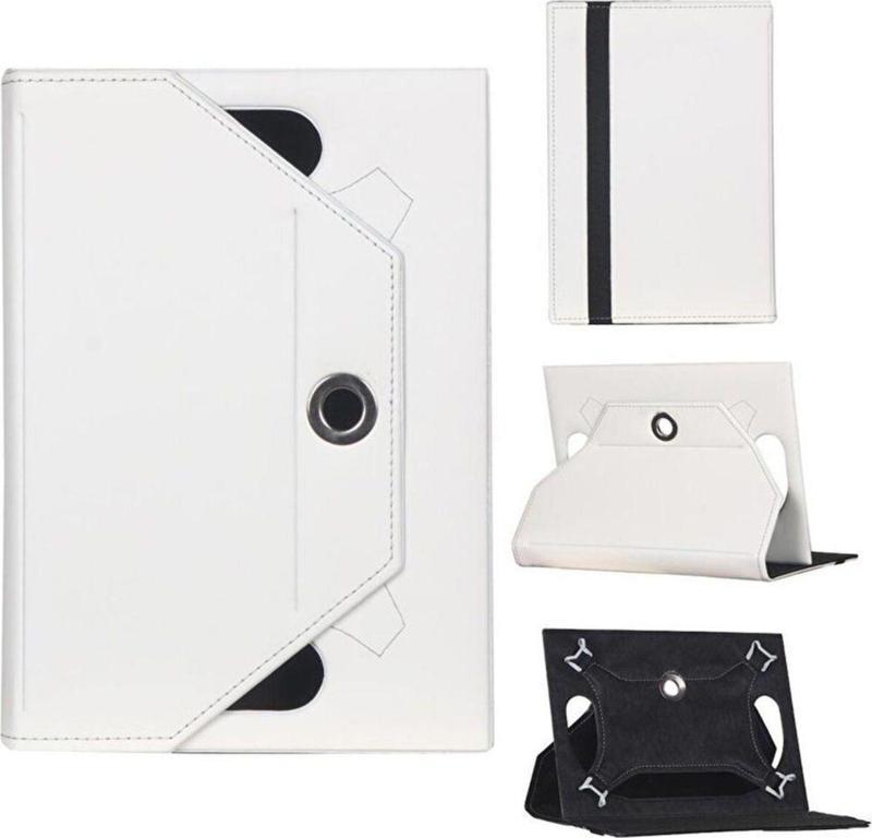 Türk Tablet  Casper Via L10 4.5G Universal Standlı Tablet Kılıfı Beyaz