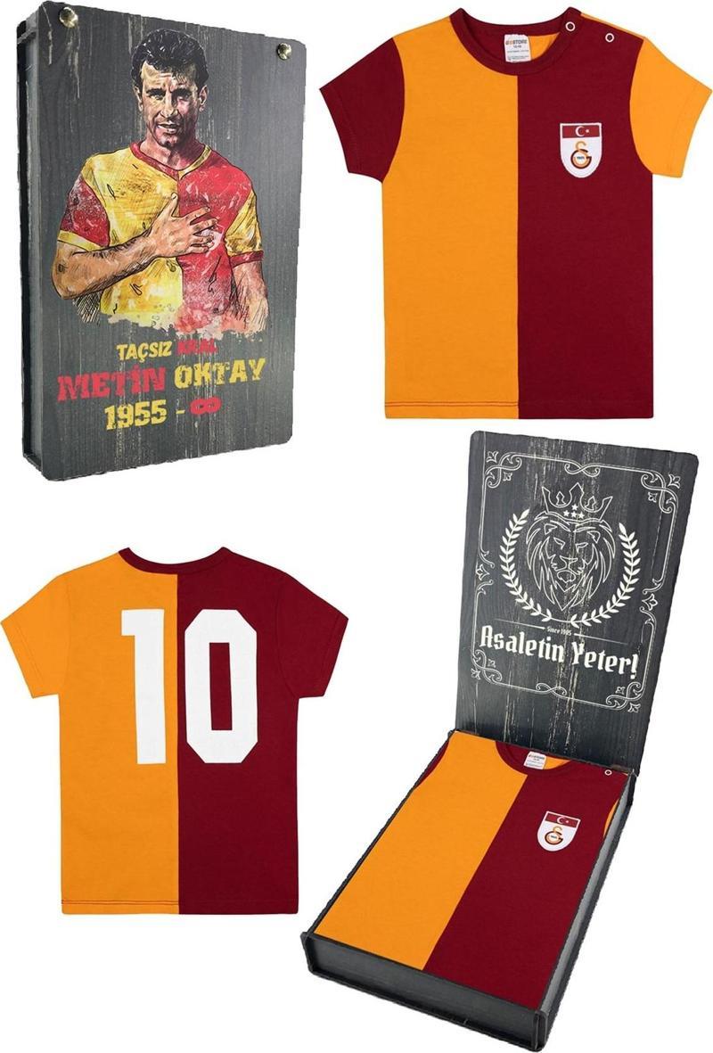 Orijinal Lisanslı Metin Oktay Sarı Kırmızı Unisex Bebek T-shirt Hediyelik Ahşap Kutulu