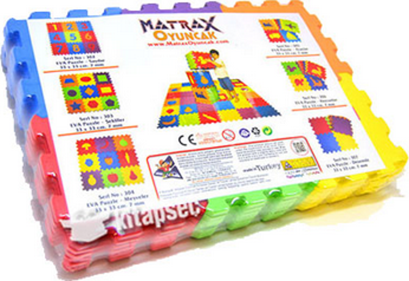 Matrax 318 Eva Puzzle 12x12 cm x 7mm Harfler Ve Sayılar Oyun Halısı  36 Adet