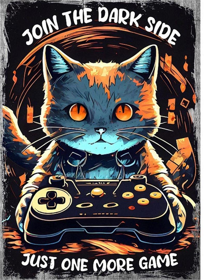 Gamer Kedi Hediyelik Ahşap Tablo 35Cm X50Cm