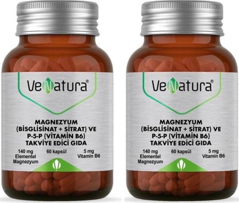 Magnezyum (Bisglisinat+Sitrat) Ve P5P (Vitamin B6) 120 Kapsül