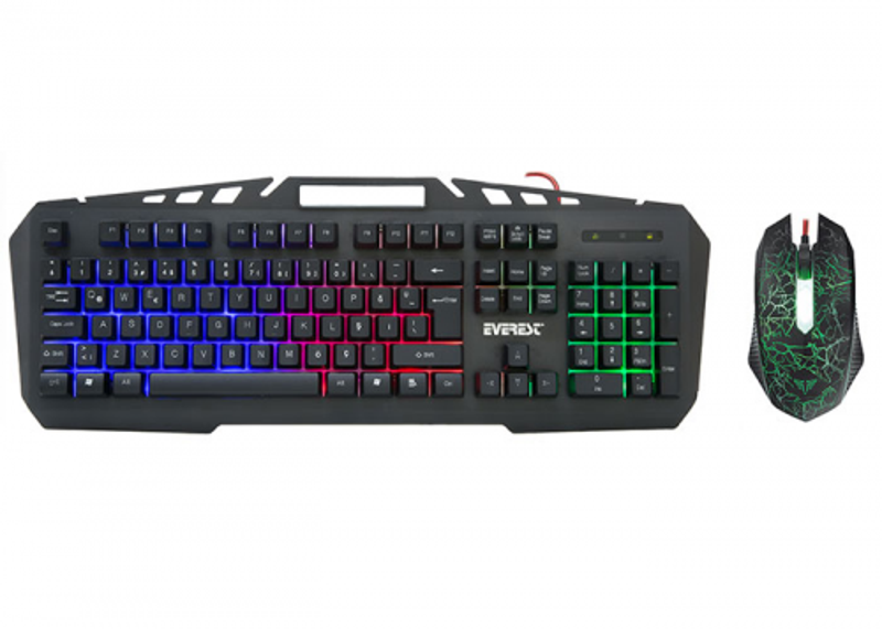 KMX-99, Rainbow Işıklı, Türkçe Q, USB Kablolu, Gaming, Klavye Mouse Set