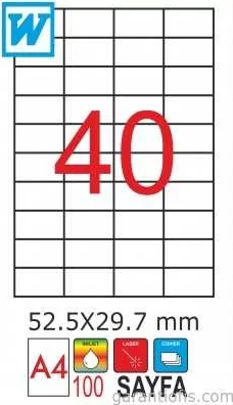 2028 Laser A4 Sayfa Etiketi 52,5X29,7mm (100 lü Paket)