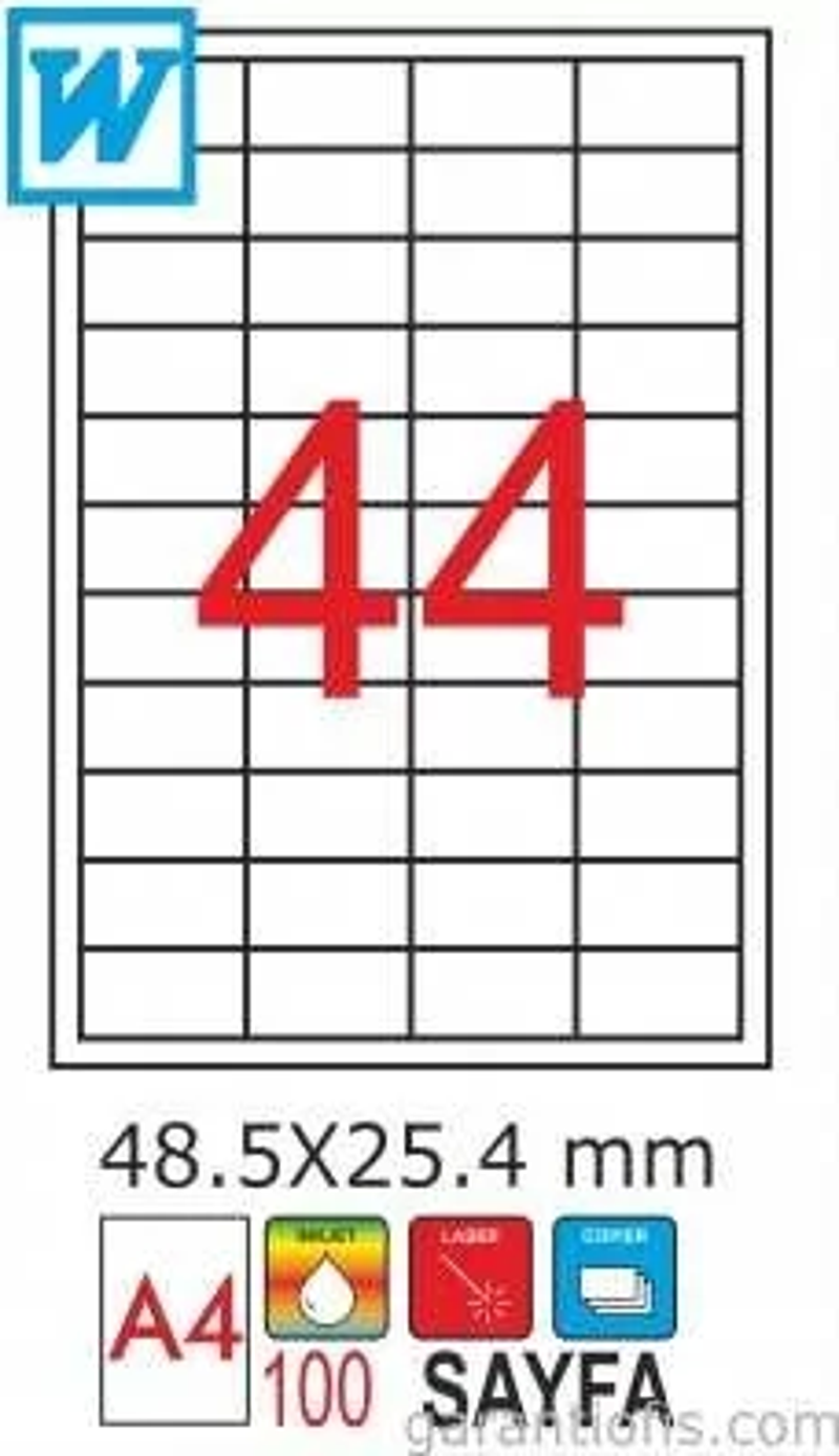 2030 Laser A4 Sayfa Etiketi 48,5 x 25,4mm (100 lü Paket)