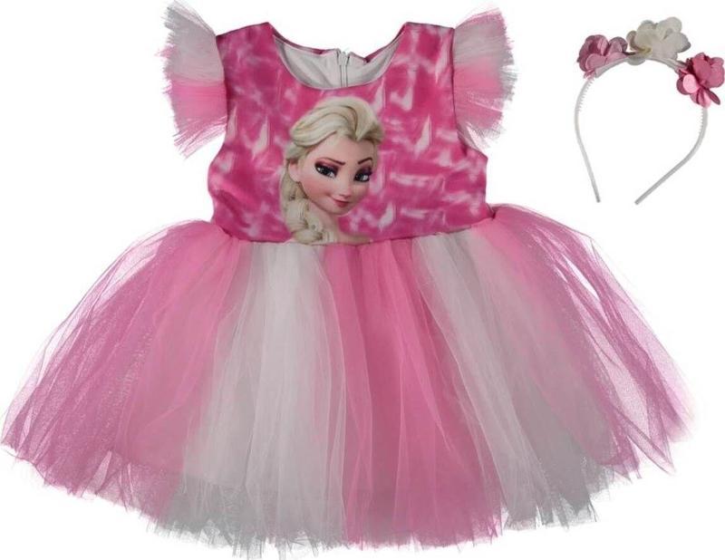Elsa Baskılı  Kız Elbise 1/4 Yaş