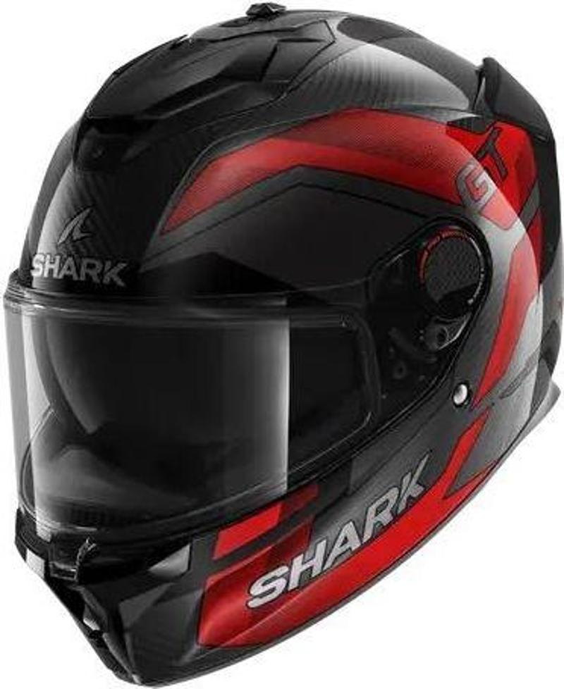 0329 SHARK SPARTAN GT PRO RITMO CARBON KAPALI KASK SİYAH KIRMIZI