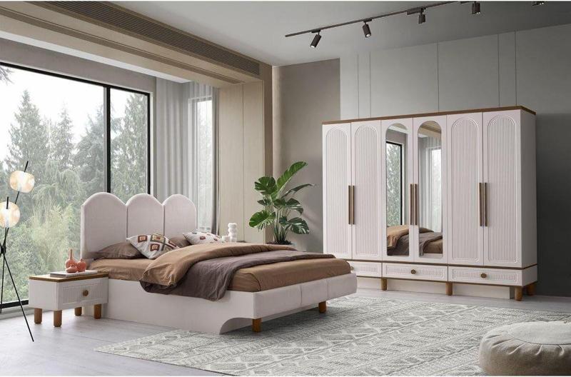 Avm 24 - %100 Mdf - Aytaşı - Bohem Mahlas 6 Kapaklı Aynalı Gardırop