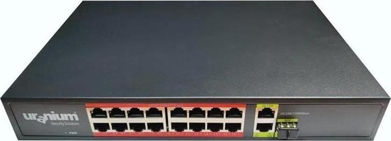 Uranıum Poe-g1621sfp-300w 16 Port Gıgabıt+2xgb Rj45+1xsfp Uplınk Poe Rackmount Swıtch (real