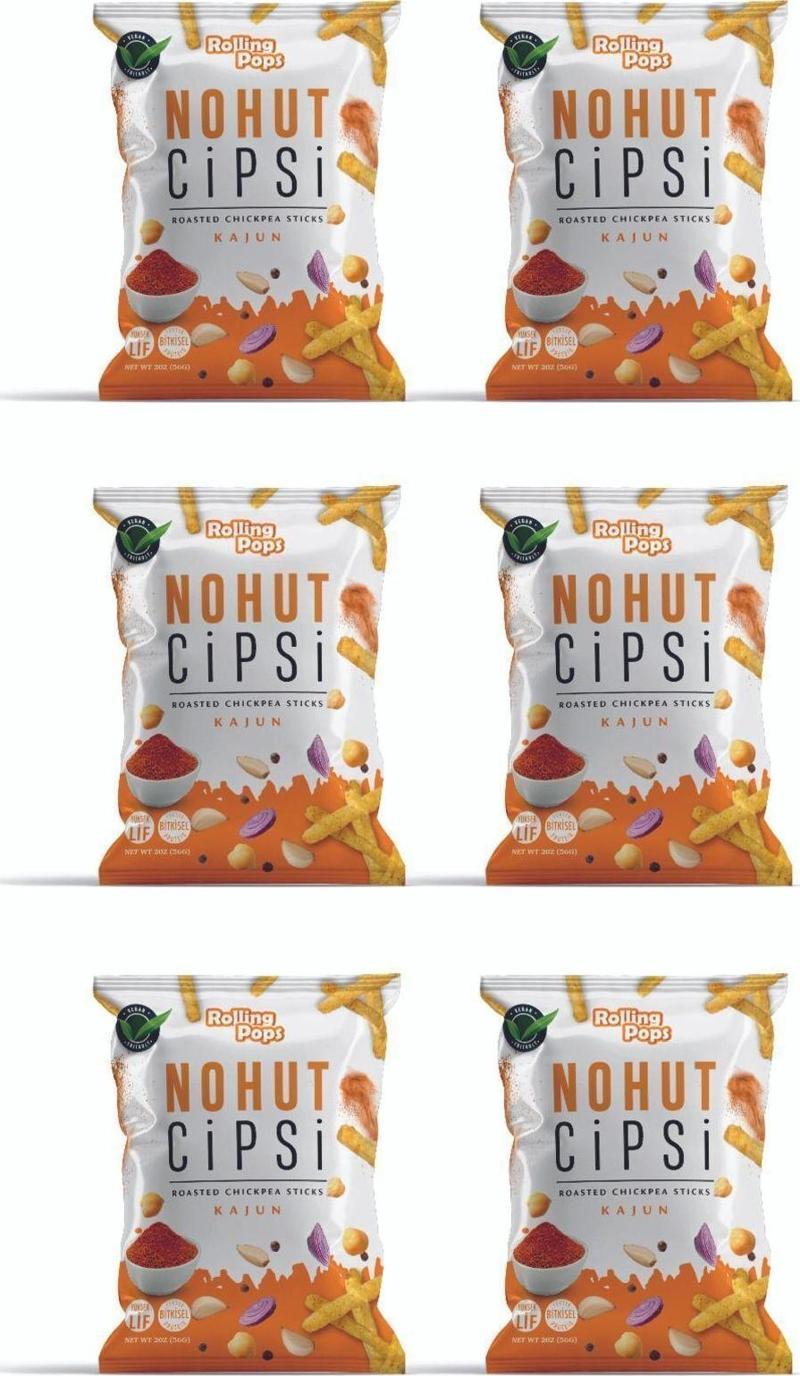 56G Vegan Kajun Çeşnili Nohut Ve Mercimek Cipsi Seti 6 Adet