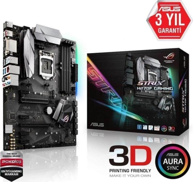 Rog Strıx H270F Gamıng Intel H270 1151 Soket 2400Mhz Ddr4 Usb 3.1 Hdmı&Dp Anakart